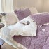Lenjerie pentru pat dublu pufoasa CoCoLiNo cu VoLaNaSe, tip tricotaj, 4 piese, Lila [20]