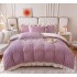 Lenjerie pentru pat dublu pufoasa CoCoLiNo cu VoLaNaSe, tip tricotaj, 4 piese, Lila [4]