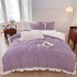 Lenjerie pentru pat dublu pufoasa CoCoLiNo cu VoLaNaSe, tip tricotaj, 4 piese, Lila [14]