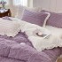 Lenjerie pentru pat dublu pufoasa CoCoLiNo cu VoLaNaSe, tip tricotaj, 4 piese, Lila [16]