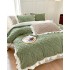 Lenjerie pentru pat dublu pufoasa CoCoLiNo cu VoLaNaSe, tip tricotaj, 4 piese, Verde [13]