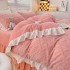Lenjerie pentru pat dublu pufoasa CoCoLiNo cu VoLaNaSe, tip tricotaj, 4 piese, Roz [14]