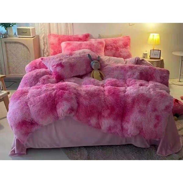 Lenjerie pat super pufoasa COCOLINO Fluffy 6 piese cu ELASTIC, Roz [1]