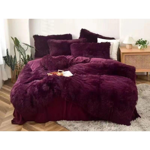 Lenjerie pat super pufoasa COCOLINO Fluffy 6 piese cu ELASTIC, Mov [1]