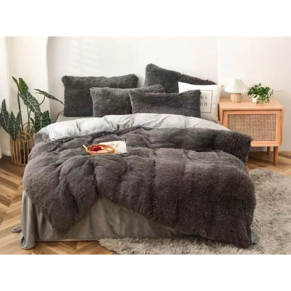 Lenjerie pat super pufoasa COCOLINO Fluffy 6 piese cu ELASTIC, Gri [1]