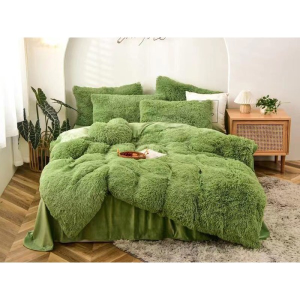 Lenjerie pat super pufoasa COCOLINO Fluffy 6 piese Verde [1]