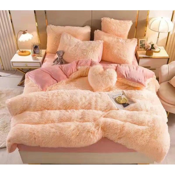 Lenjerie pat super pufoasa COCOLINO Fluffy 4 piese Crem-Roz [1]