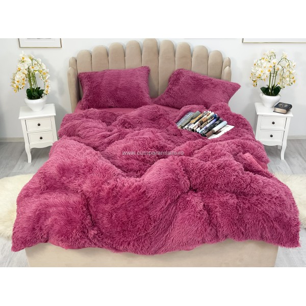 Lenjerie pat super pufoasa COCOLINO Fluffy 4 piese purpuriu [1]