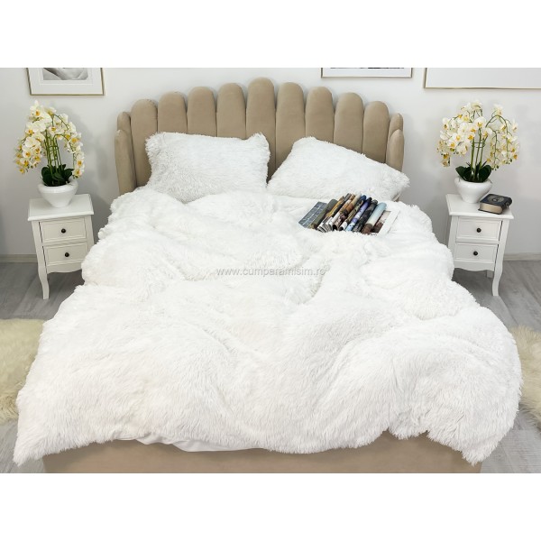 Lenjerie pat super pufoasa COCOLINO Fluffy 4 piese alb  [1]