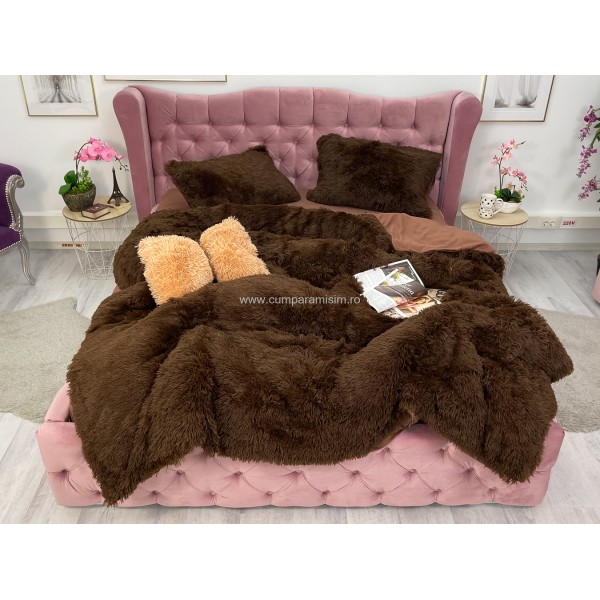 Lenjerie pat super pufoasa COCOLINO Fluffy 4 piese maro  [1]