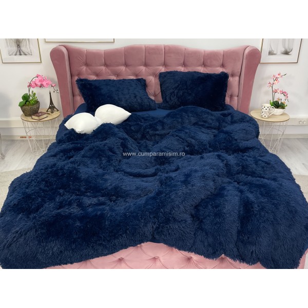 Lenjerie pat super pufoasa COCOLINO Fluffy 4 piese bleumarin  [1]