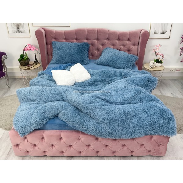 Lenjerie pat super pufoasa COCOLINO Fluffy 4 piese albastru  [1]