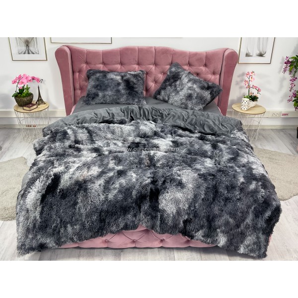 Lenjerie pat super pufoasa COCOLINO Fluffy 4 piese Negru-Gri [1]