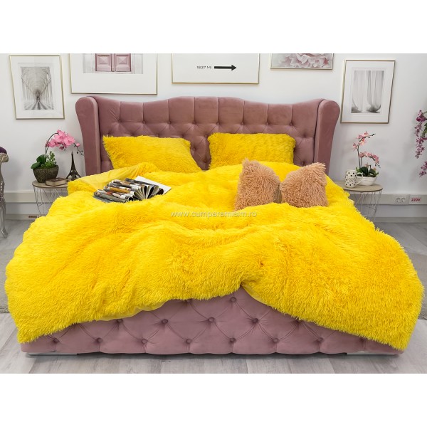 Lenjerie pat super pufoasa COCOLINO Fluffy 4 piese galbena [1]