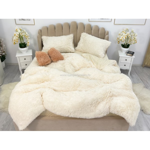 Lenjerie pat super pufoasa COCOLINO Fluffy 4 piese Crem(UNT) [1]