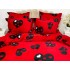Lenjerie pat dublu, Super Pufoasa COCOLINO, 6 piese, Rosu-Negru, inimioare [4]