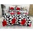 Lenjerie pat dublu, Super Pufoasa COCOLINO, 6 piese, Rosu-Alb-Negru, forme geometrice, inimioare [10]