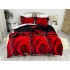 Lenjerie pat dublu, Super Pufoasa COCOLINO, 6 piese, Rosu-Alb-Negru, trandafiri [2]