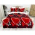 Lenjerie pat dublu, Super Pufoasa COCOLINO, 6 piese, Rosu-Negru, inimioare, flori [2]