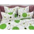 Lenjerie pat dublu,  FINET, 6 piese, Alb-Verde, cercuri, buline [5]