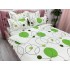 Lenjerie pat dublu,  FINET, 6 piese, Alb-Verde, cercuri, buline [6]