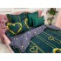 Lenjerie pat dublu,  FINET, 6 piese, Verde-Auriu, inimioare [5]