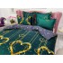 Lenjerie pat dublu,  FINET, 6 piese, Verde-Auriu, inimioare [8]