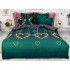 Lenjerie pat dublu,  FINET, 6 piese, Verde-Auriu, inimioare [2]