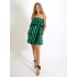 Rochie Cristal scurta cu volanase din Satin verde [2]