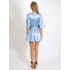 Rochie Sugar scurta cu volanase din Satin bleu [4]