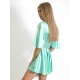 Rochie Sugar scurta cu volanase din Satin verde aqua