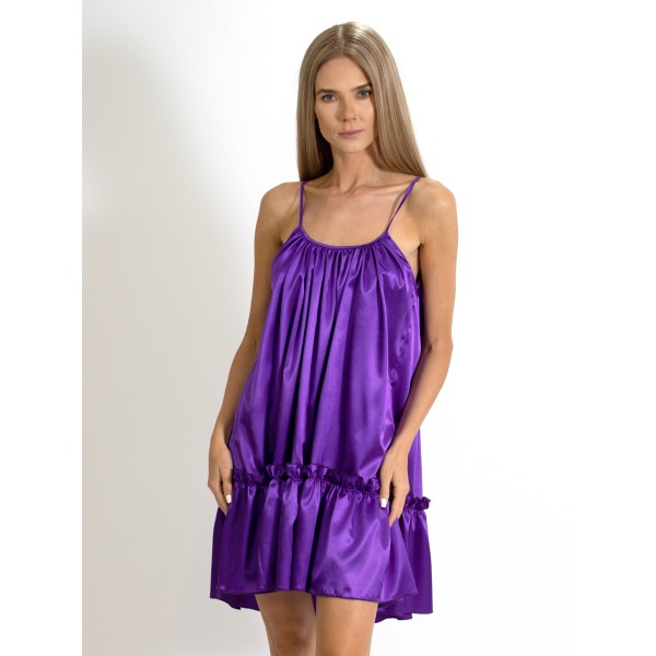 Rochie Sweet cu bretele, cu croi lejere din Satin mov [1]