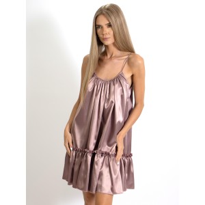 Rochie Sweet cu bretele, cu croi lejere din Satin roz prafuit Rochie Sweet cu bretele, cu croi lejere din Satin roz prafuit