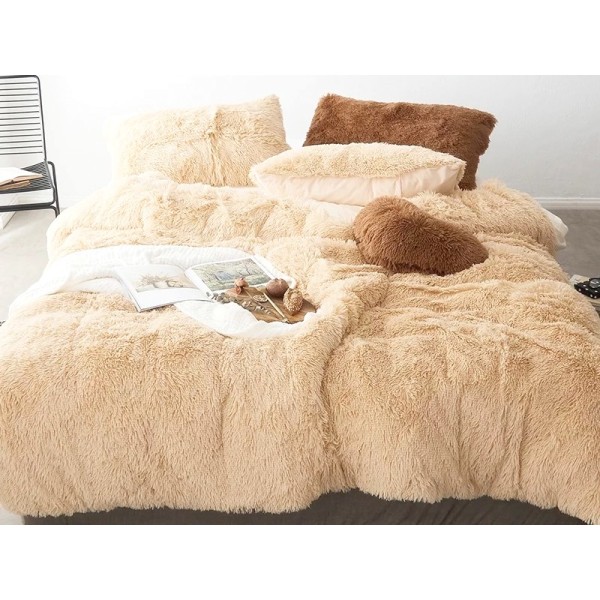 Lenjerie pat super pufoasa COCOLINO Fluffy 4 piese bej deschis [1]