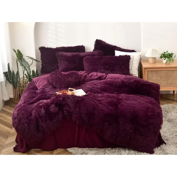 Lenjerie pat super pufoasa COCOLINO Fluffy 4 piese mov inchis [1]