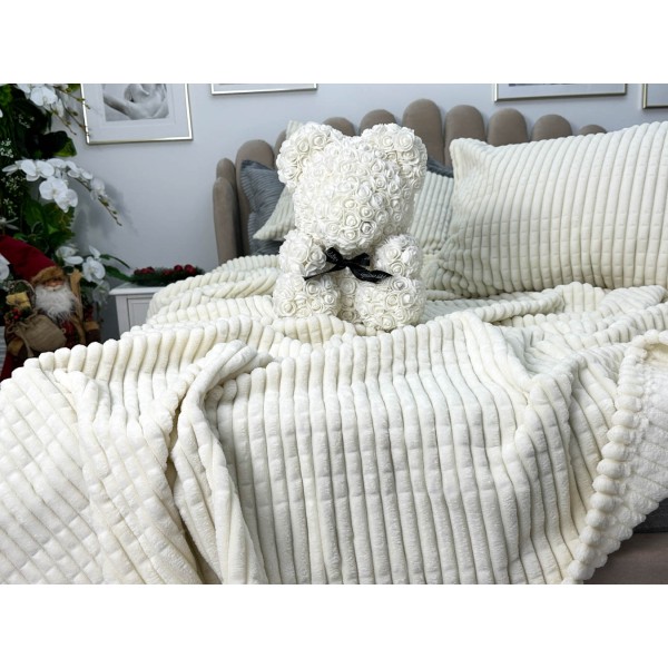Set Patura groasa MERINOS tip cuvertura cu 2 fete de perna 50x70cm, Crem [1]