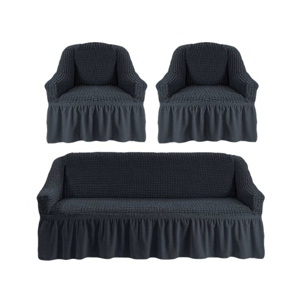 Set huse universale pentru canapea si fotolii 3.1.1, Gri Antracit [1]