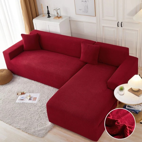 Set husa elastica model embosat tip cocolino pentru coltar, Bordo [1]