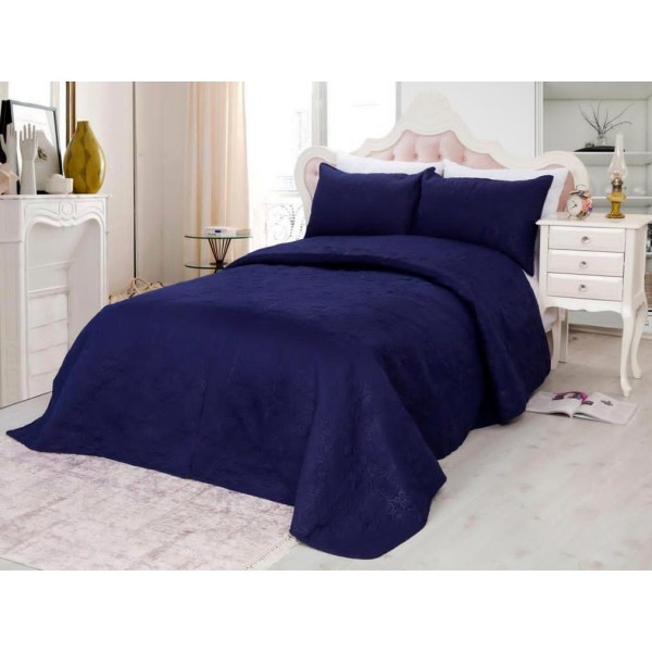 Cuvertura matlasata ultralux, albastru, pentru pat dublu 220x240cm si 2 fete de perne 50x70 [1]