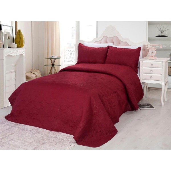 Cuvertura matlasata ultralux, bordo, pentru pat dublu 220x240cm si 2 fete de perne 50x70 [1]