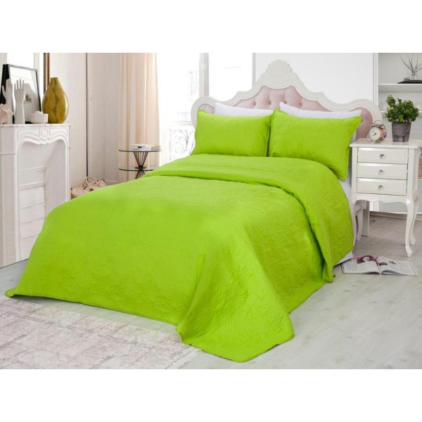 Cuvertura matlasata ultralux, verde, pentru pat dublu 220x240cm si 2 fete de perne 50x70 [1]