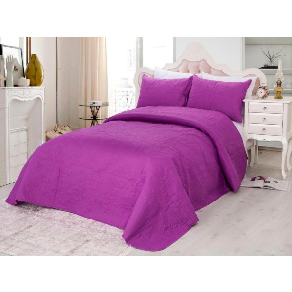 Cuvertura matlasata ultralux, magenta, pentru pat dublu 220x240cm si 2 fete de perne 50x70 [1]