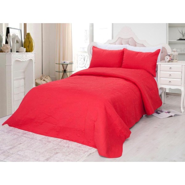 Cuvertura matlasata ultralux, rosu, pentru pat dublu 220x240cm si 2 fete de perne 50x70 [1]