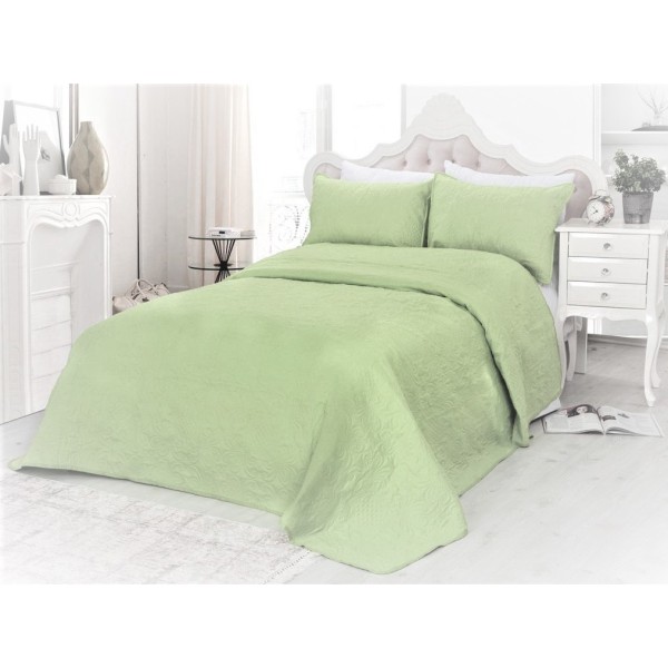 Cuvertura matlasata ultralux, verde, pentru pat dublu 220x240cm si 2 fete de perne 50x70 [1]