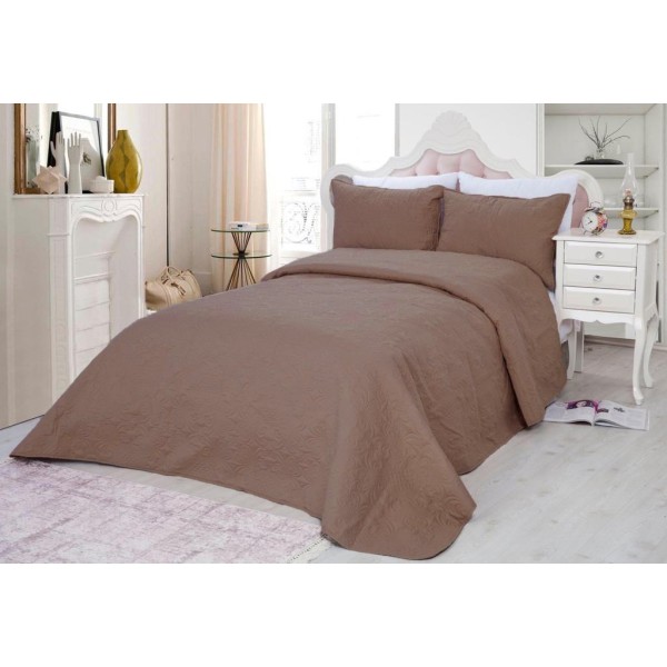 Cuvertura matlasata ultralux, capuccino, pentru pat dublu 220x240cm si 2 fete de perne 50x70 [1]