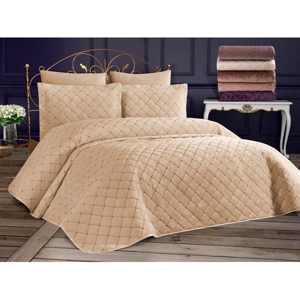Set LUXURY 3 piese Cuvertura Brodata Catifea si 2 fete de perna CPS40 [1]