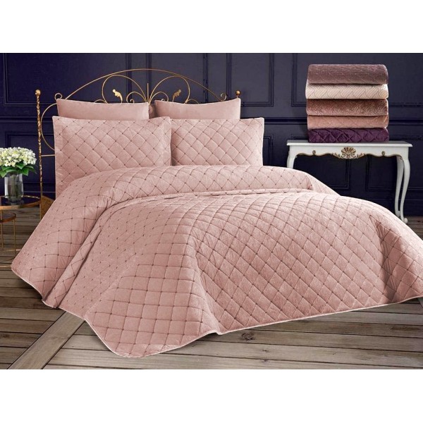 Set LUXURY 3 piese Cuvertura Brodata Catifea si 2 fete de perna CPS42 [1]
