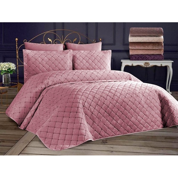 Set LUXURY 3 piese Cuvertura Brodata Catifea si 2 fete de perna CPS45 [1]