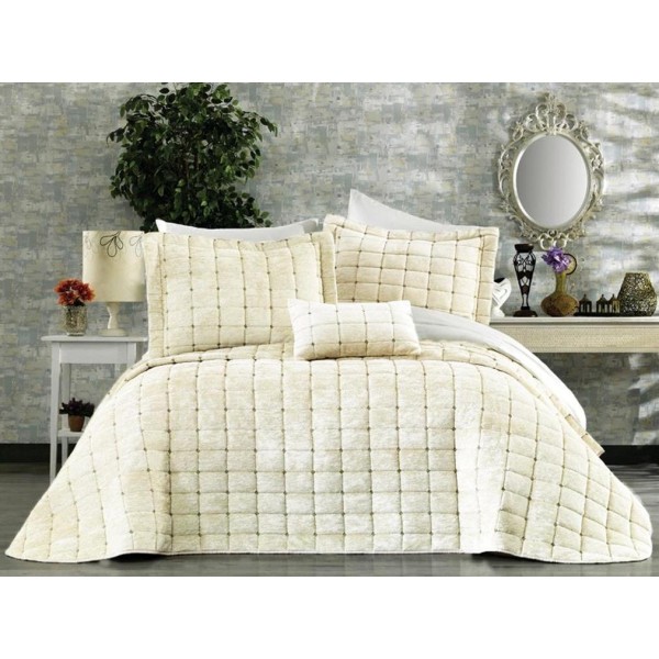 Set LUXURY 4 piese Cuvertura Brodata Catifea si 3 fete de perna CPS31 [1]