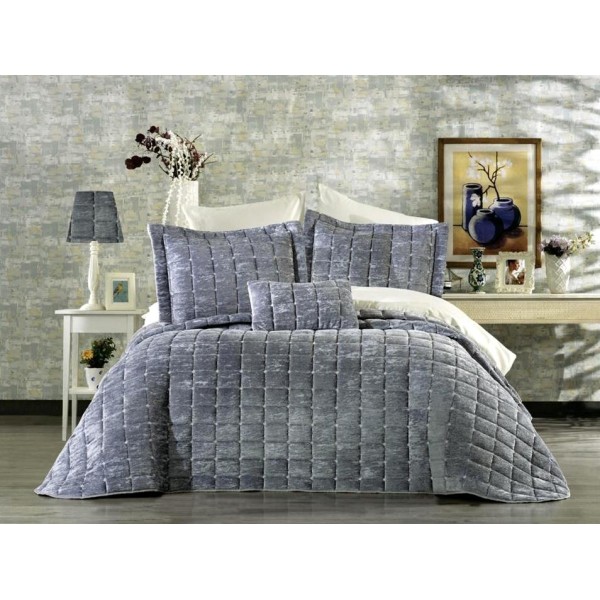 Set LUXURY 4 piese Cuvertura Brodata Catifea si 3 fete de perna CPS32 [1]